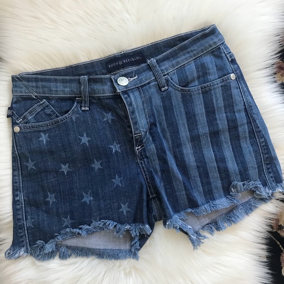 Rock & Republic Pants - Rock & Republic Flag Distressed Jean Shorts Size 8